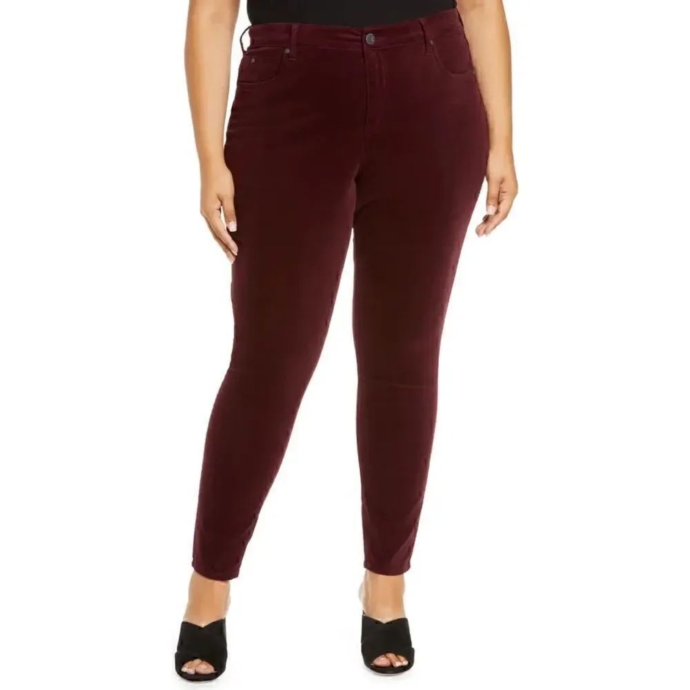 NWT KUT FROM THE KLOTH Plus Size Diana Cord Skinny Jeans in Wine